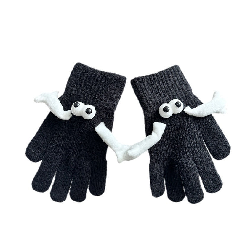 Couple Magnetic Warm Gloves Cute Doll Hand Gloves