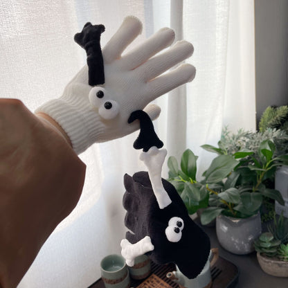 Couple Magnetic Warm Gloves Cute Doll Hand Gloves