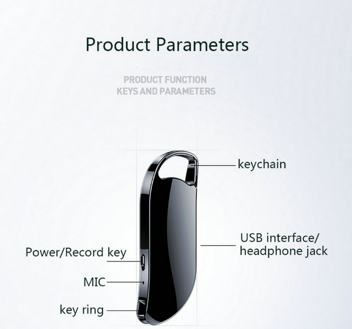 Keychain Digital Voice Recorder Voice Activated Recording