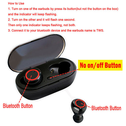 Waterproof Bluetooth 5.0 Wireless Earbuds Headphone Headset Noise Cancelling TWS