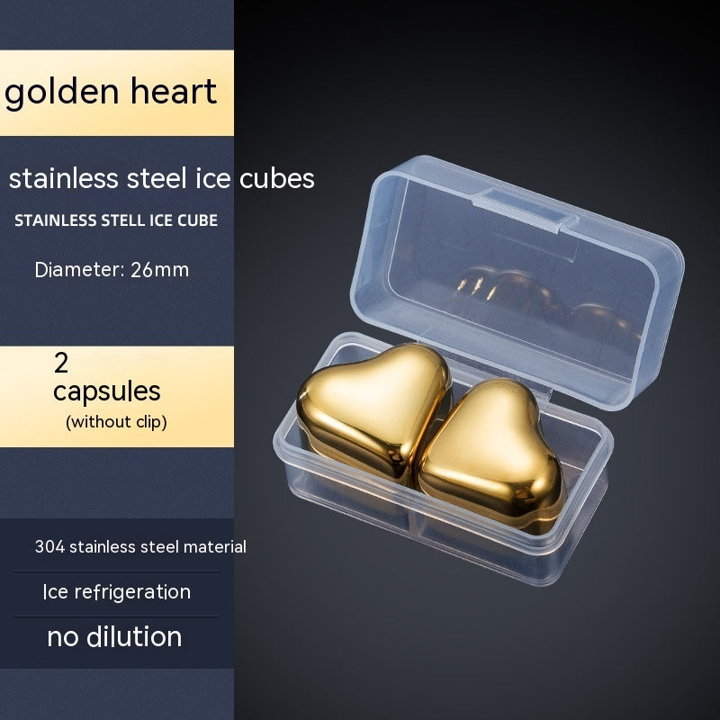 304 Heart-shaped Gold Stainless Steel Ice Cube