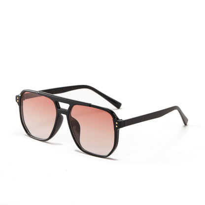 Square Double Beam Fashion Black Sunglasses For Women