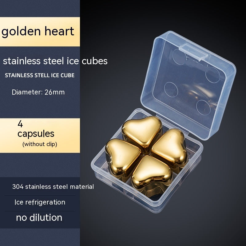 304 Heart-shaped Gold Stainless Steel Ice Cube